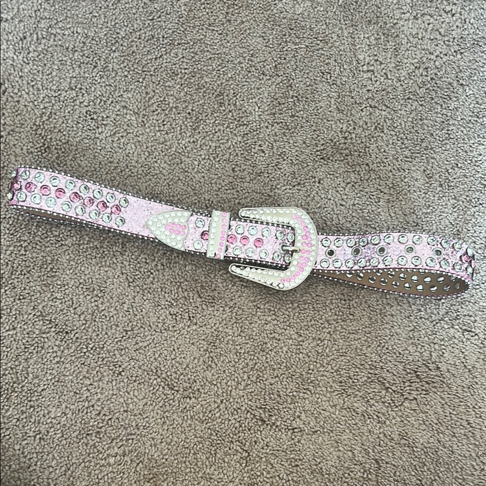 Pink and Silver Western Rhinestone Belt